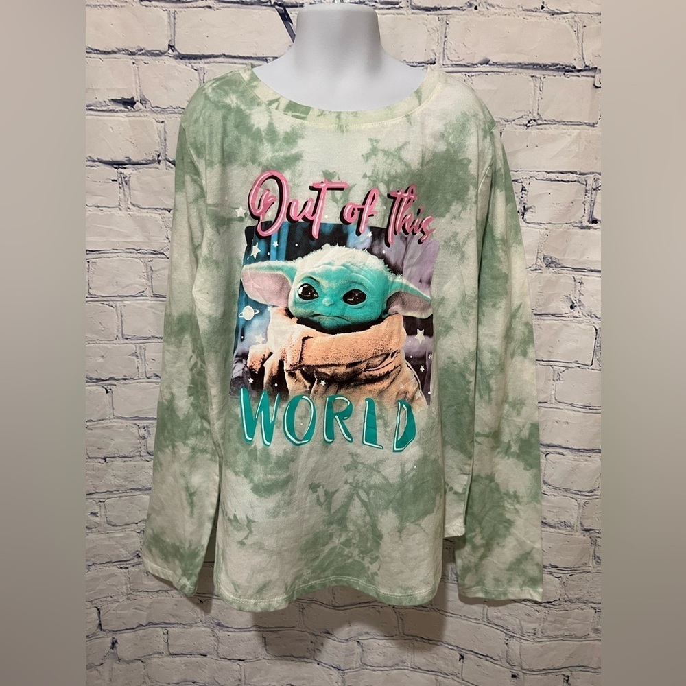 Star Wars Baby Yoda “Out Of This World” Long Sleeve T-Shirt Kids Size XL Tie Dye